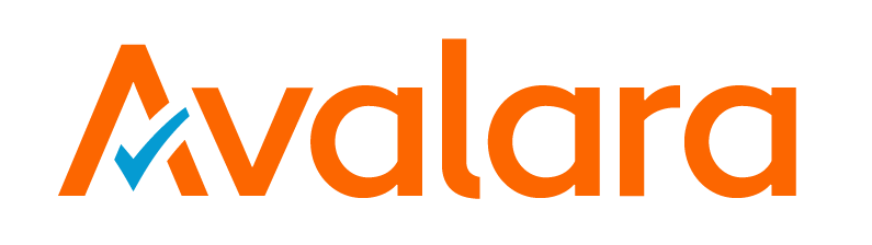 Logo von Avalara in orange mit blauem Häkchen.