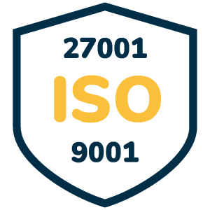 ISO 27001 und 9001 Zertifikat-Emblem für Asseco Solutions.
